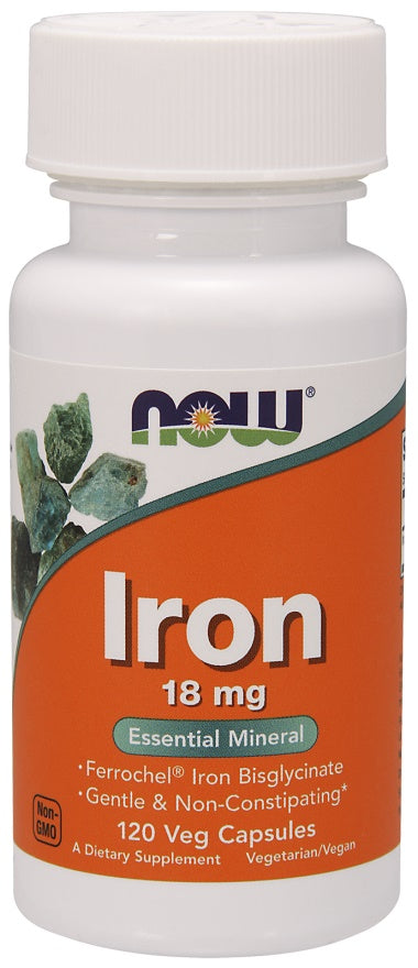Iron, 18mg - 120 vcaps - NOW Foods | WestPharmacy.nl - Minerals
