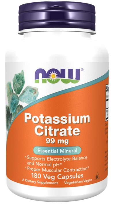 Potassium Citrate, 99mg - 180 vcaps - NOW Foods | WestPharmacy.nl - Energy