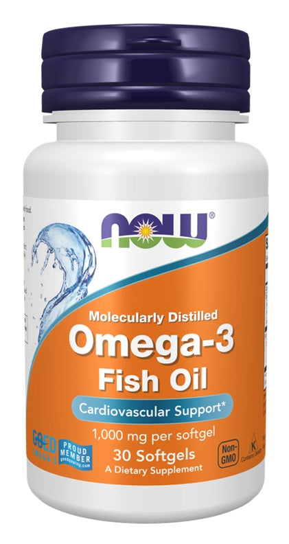 Omega-3 Fish Oil, Molecularly Distilled - 30 softgels - NOW Foods | WestPharmacy.nl - Fish Oil