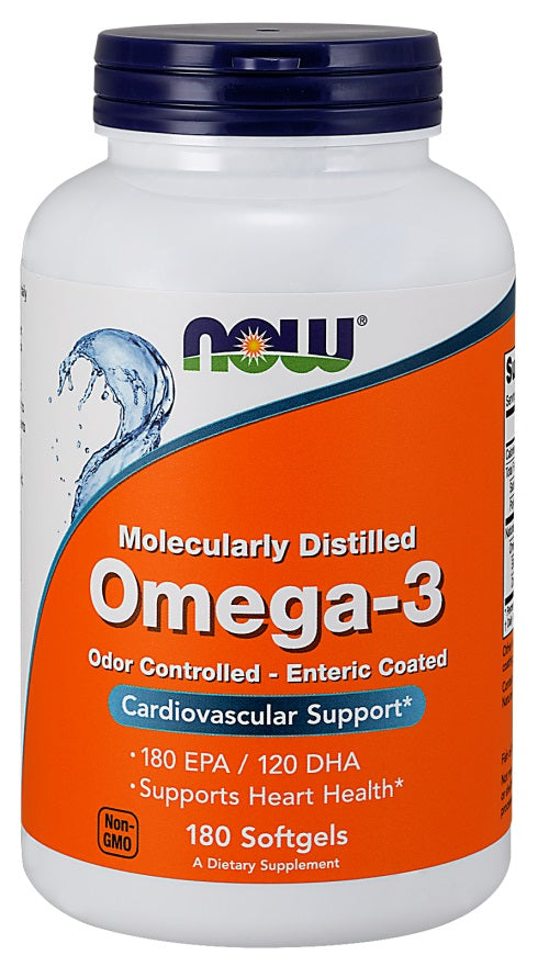 Omega-3 Enteric Coated - 180 softgels - NOW Foods | WestPharmacy.nl - Fish Oil