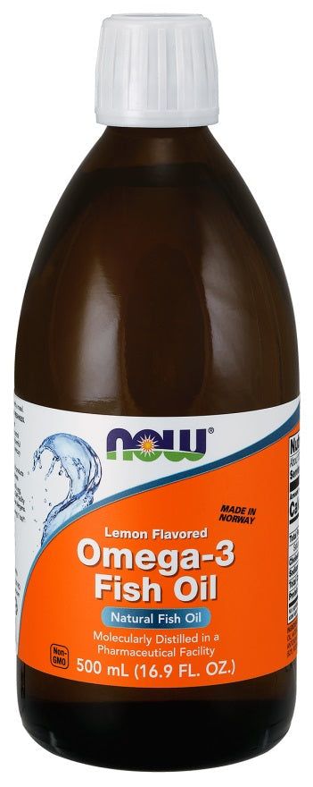 Omega-3 Fish Oil Liquid, Lemon - 500 ml - NOW Foods | WestPharmacy.nl - Fish Oil