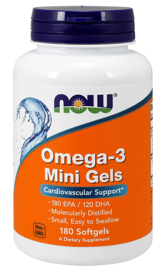 Omega-3 Mini Gels - 180 softgels - NOW Foods | WestPharmacy.nl - Fish Oil