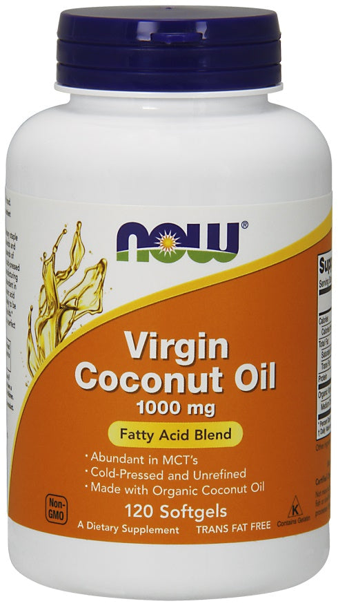 Virgin Coconut Oil, 1000mg - 120 softgels - NOW Foods | WestPharmacy.nl - Fish Oil