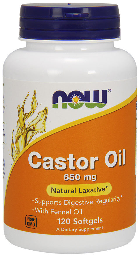 Castor Oil, 650mg - 120 softgels - NOW Foods | WestPharmacy.nl - Digestive Health
