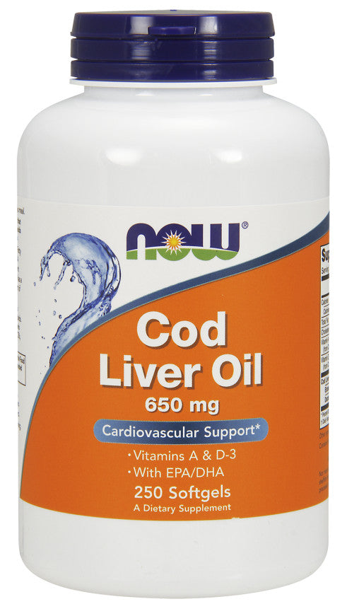 Cod Liver Oil, 650mg - 250 softgels - NOW Foods | WestPharmacy.nl - Fish Oil