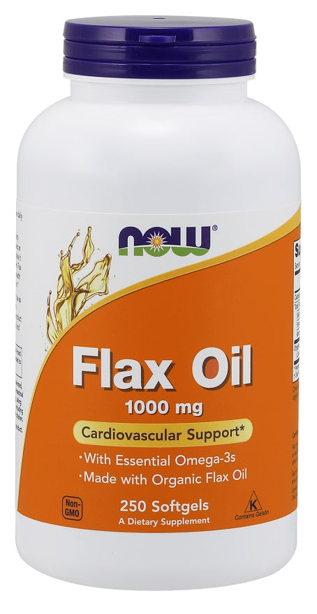 Flax Oil, 1000mg - 250 softgels - NOW Foods | WestPharmacy.nl - Fatty acids