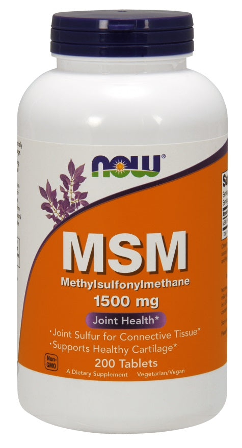 MSM Methylsulphonylmethane, 1500mg - 200 tabs - NOW Foods | WestPharmacy.nl - Joint Support