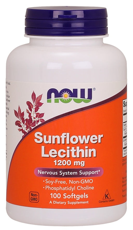 Sunflower Lecithin, 1200mg - 100 softgels - NOW Foods | WestPharmacy.nl - Nervous System Support