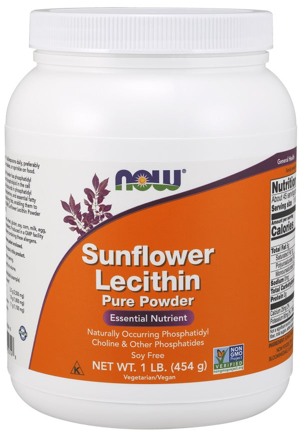 Sunflower Lecithin, Pure Powder - 454g - NOW Foods | WestPharmacy.nl - Nervous System Support