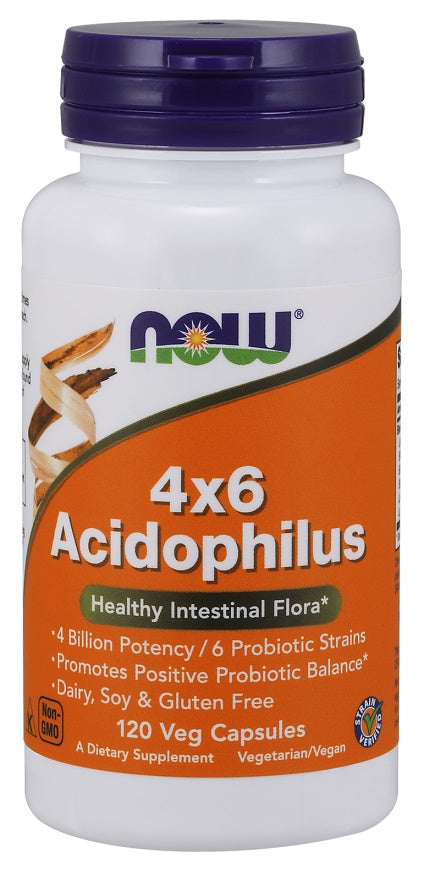 Acidophilus 4X6 - 120 vcaps - NOW Foods | WestPharmacy.nl - Probiotics