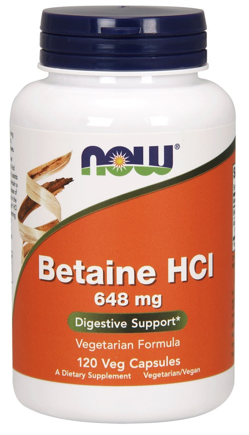 Betaine HCl, 648mg - 120 vcaps - NOW Foods | WestPharmacy.nl - Digestive Health