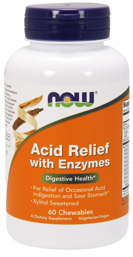 Acid Relief with Enzymes - 60 chewables - NOW Foods | WestPharmacy.nl - Digestive Health