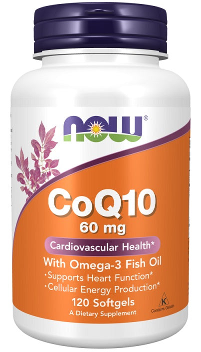 CoQ10 with Omega-3, 60mg - 120 softgels - NOW Foods | WestPharmacy.nl - Cardiovascular Health
