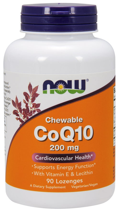 CoQ10 with Lecithin & Vitamin E, 200mg (Chewable) - 90 lozenges - NOW Foods | WestPharmacy.nl - Cardiovascular Health