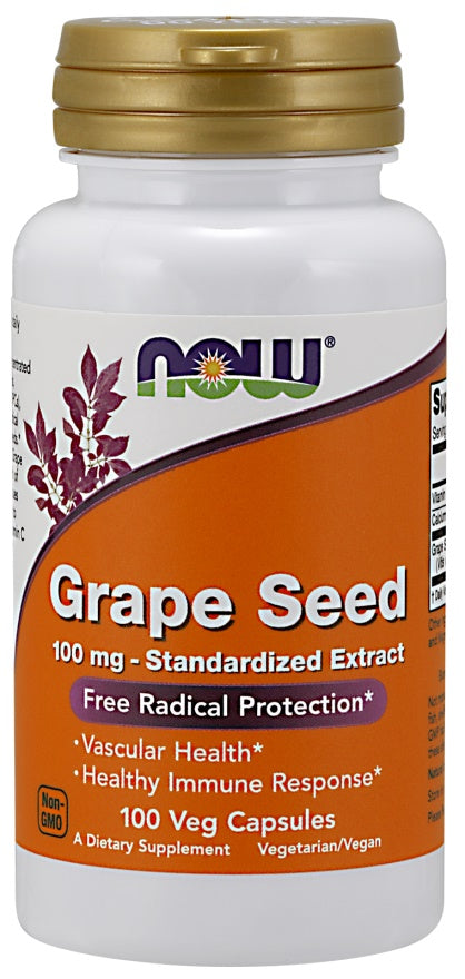 Grape Seed Standardized Extract, 100mg - 100 vcaps - NOW Foods | WestPharmacy.nl - Immune Support