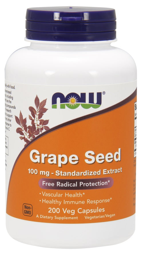 Grape Seed Standardized Extract, 100mg - 200 vcaps - NOW Foods | WestPharmacy.nl - Immune Support