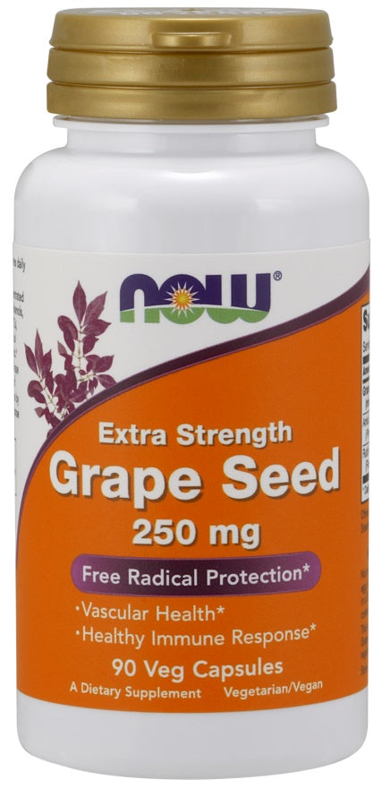 Grape Seed, 250mg Extra Strength - 90 vcaps - NOW Foods | WestPharmacy.nl - Immune Support