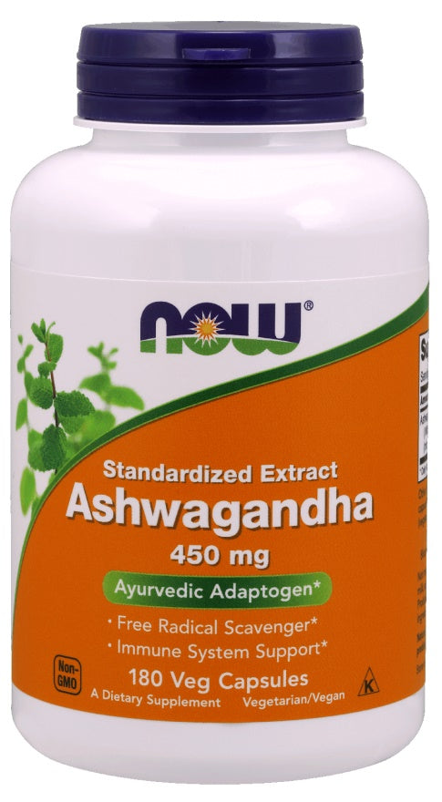 Ashwagandha Extract, 450mg - 180 vcaps - NOW Foods | WestPharmacy.nl - Stress Support