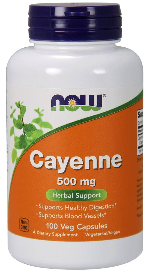 Cayenne, 500mg - 100 vcaps - NOW Foods | WestPharmacy.nl - Digestive Health