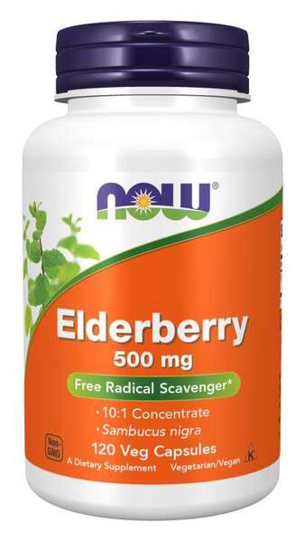 Elderberry, 500mg - 120 vcaps - NOW Foods | WestPharmacy.nl - Immune Support