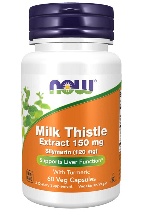 Milk Thistle Extract with Turmeric, 150mg - 60 vcaps - NOW Foods | WestPharmacy.nl - Liver Health