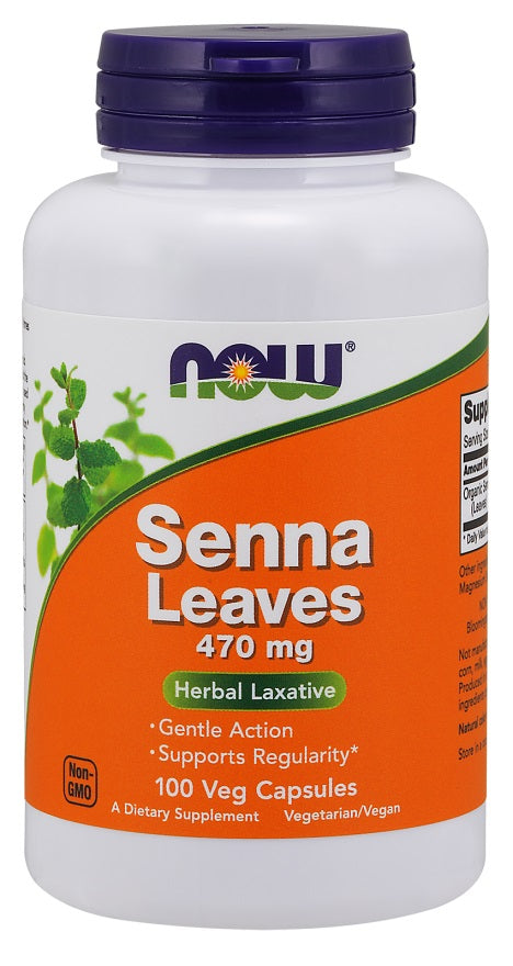 Senna Leaves, 470mg - 100 vcaps - NOW Foods | WestPharmacy.nl - Digestive Health