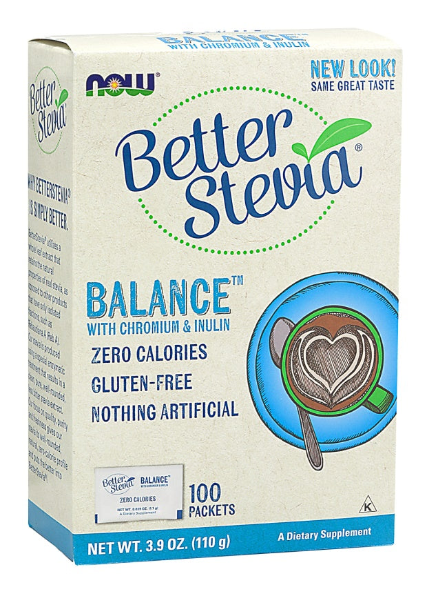 Better Stevia Balance with Chromium & Inulin - 100 packets - NOW Foods | WestPharmacy.nl - Nutrition