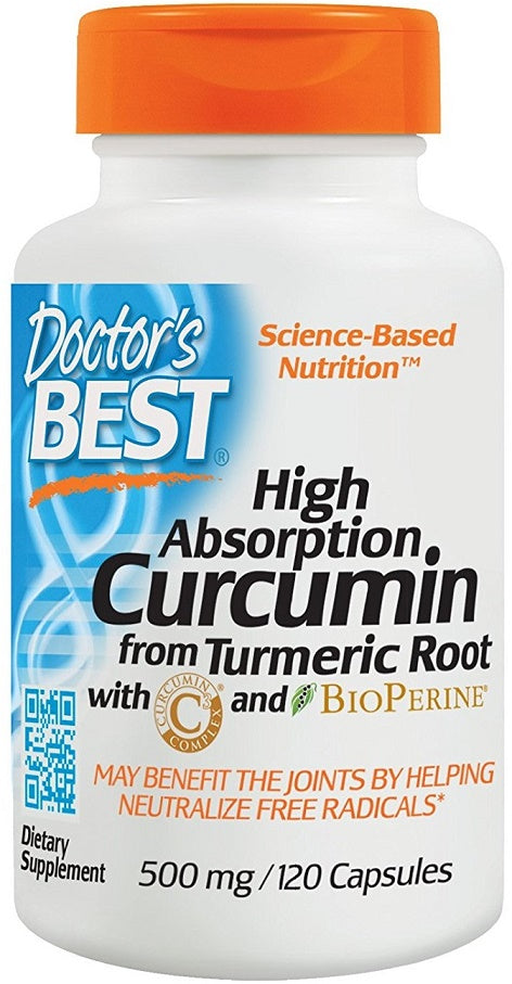 High Absorption Curcumin From Turmeric Root with C3 Complex & BioPerine, 500mg - 120 caps - Doctor's Best | WestPharmacy.nl - Joint Support