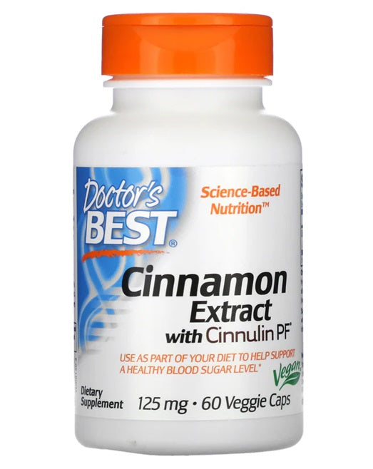 Cinnamon Extract with CinnulinPF, 125mg - 60 vcaps - Doctor's Best | WestPharmacy.nl - Glucose Support