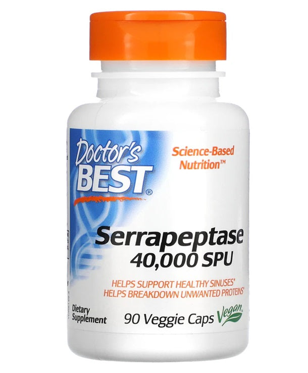 Serrapeptase, 40 000 SPU - 90 vcaps - Doctor's Best - WestPharmacy.nl - Digestive Health