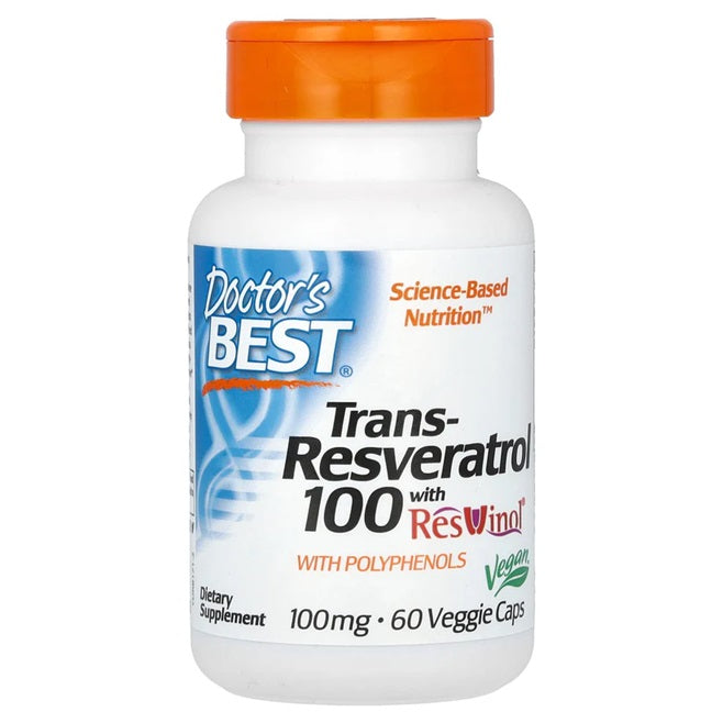 Trans-Resveratrol with ResVinol, 100mg - 60 vcaps - Doctor's Best | WestPharmacy.nl - Cardiovascular Health