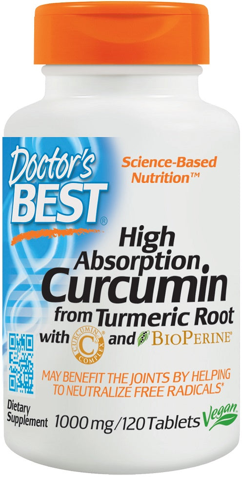 High Absorption Curcumin From Turmeric Root with C3 Complex & BioPerine, 1000mg - 120 tablets - Doctor's Best | WestPharmacy.nl - Joint Support
