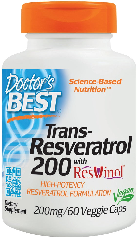 Trans-Resveratrol with ResVinol, 200mg - 60 vcaps - Doctor's Best | WestPharmacy.nl - Cardiovascular Health