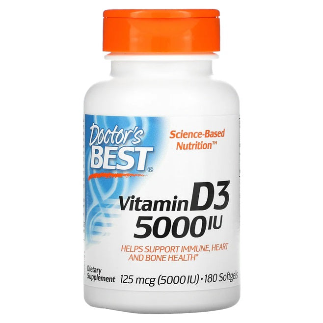 Vitamin D3, 5000 IU - 180 softgels - Doctor's Best | Vaistine1.lt | WestPharmacy.eu