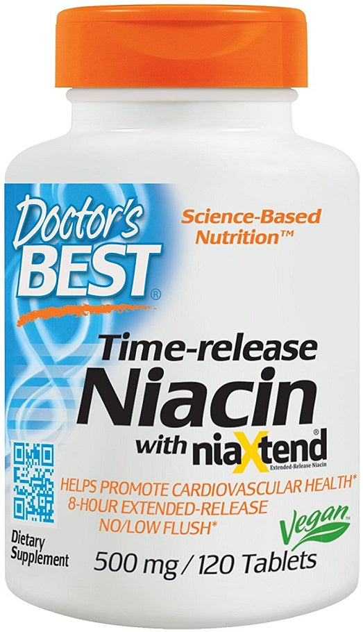 Time-release Niacin with niaXtend, 500mg - 120 tablets - Doctor's Best | WestPharmacy.nl - Minerals
