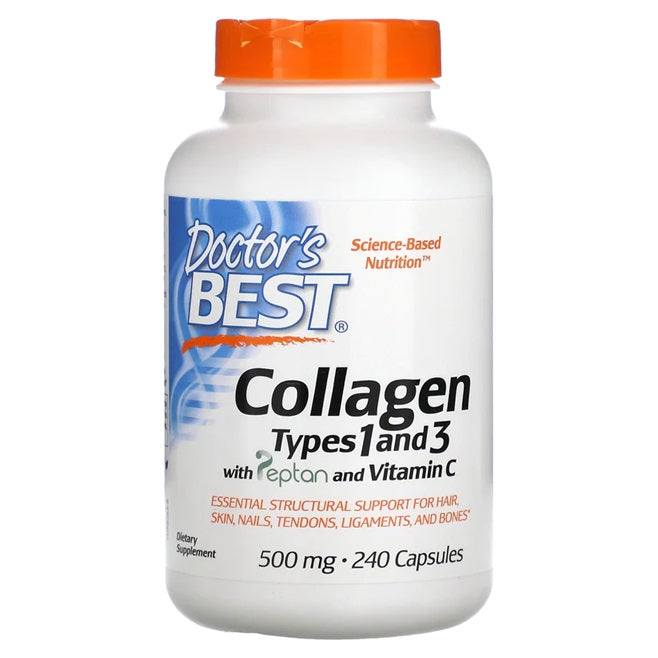 Collagen Types 1 and 3 with Peptan and Vitamin C, 500mg - 240 caps - Doctor's Best | Vaistine1.lt | WestPharmacy.eu