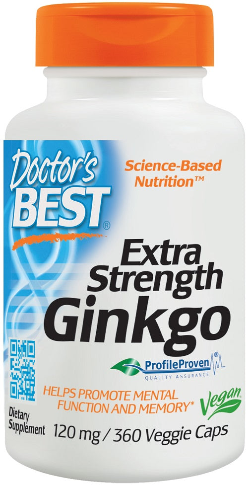 Extra Strength Ginkgo, 120mg - 360 vcaps - Doctor's Best | WestPharmacy.nl - Cognitive Support
