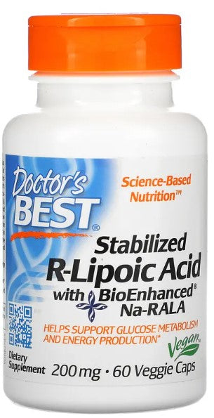 Stabilized R-Lipoic Acid with Na-RALA, 200mg - 60 vcaps - Doctor's Best | WestPharmacy.nl - Antioxidants