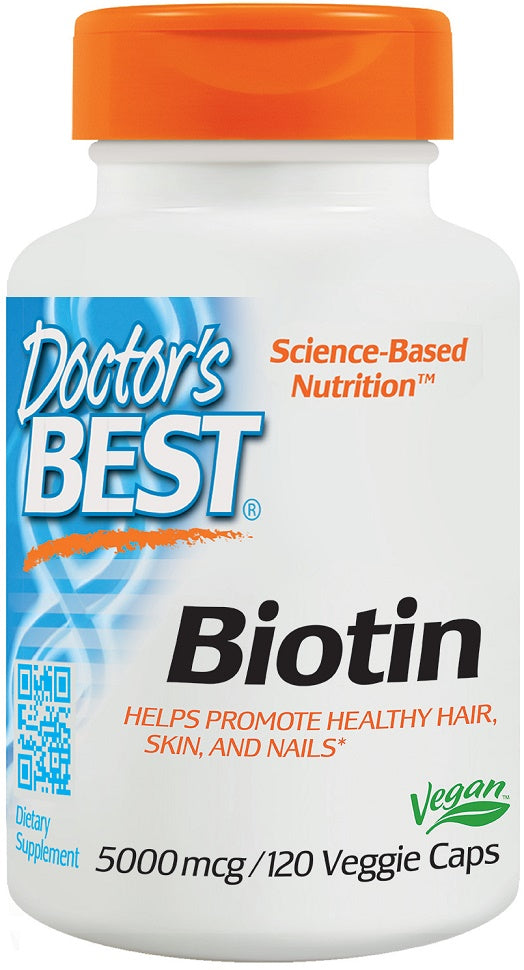 Biotin, 5000mcg - 120 vcaps - Doctor's Best | WestPharmacy.nl - Hair, Skin & Nails