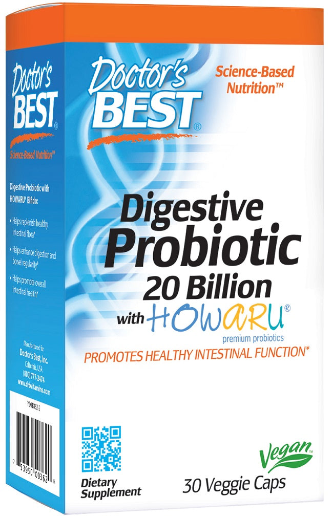 Digestive Probiotic, 20 Billion CFU - 30 vcaps - Doctor's Best | Vaistine1.lt | WestPharmacy.eu