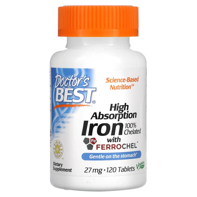 High Absorption Iron, 27mg - 120 tablets - Doctor's Best | WestPharmacy.nl - Minerals