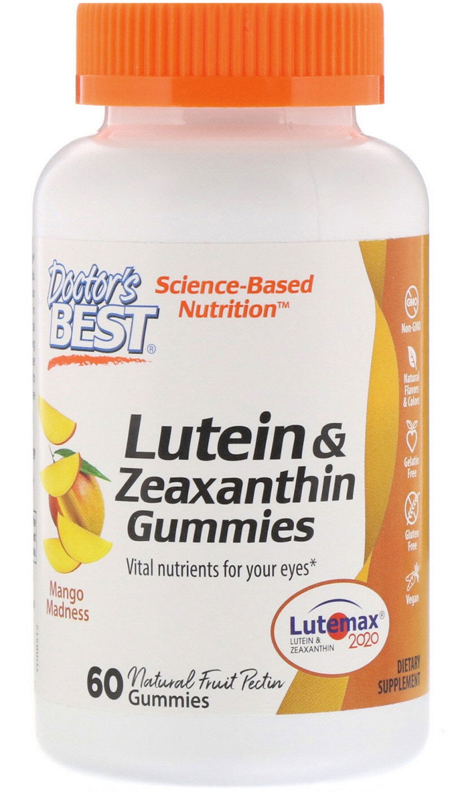 Lutein & Zeaxanthin, Mango Madness - 60 gummies - Doctor's Best | WestPharmacy.nl - Eye & Vision