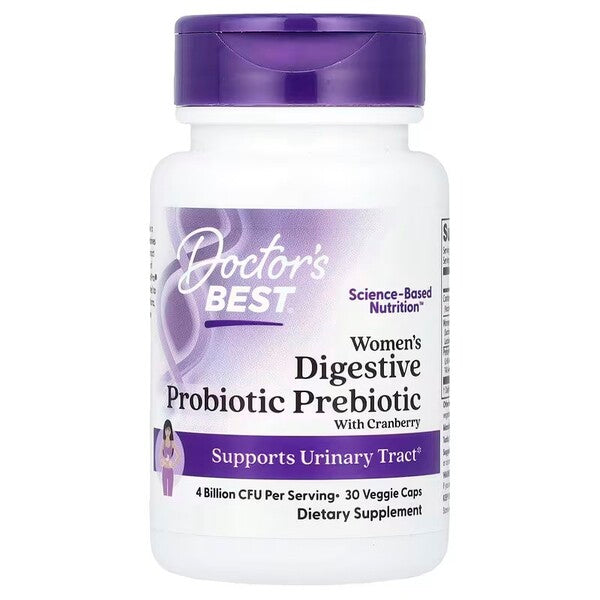 Women's Digestive Probiotic Prebiotic With Cranberry - 30 vcaps - Doctor's Best | Vaistine1.lt | WestPharmacy.eu