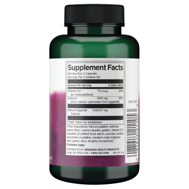 Eierschaalcalcium met vitamine D3 - Calcium - N120 - Swanson