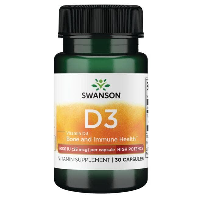 Vitamin D3 - Didelio stiprumo - 1000 IU - 25 mcg - N30 - Swanson - Vaistine1.lt