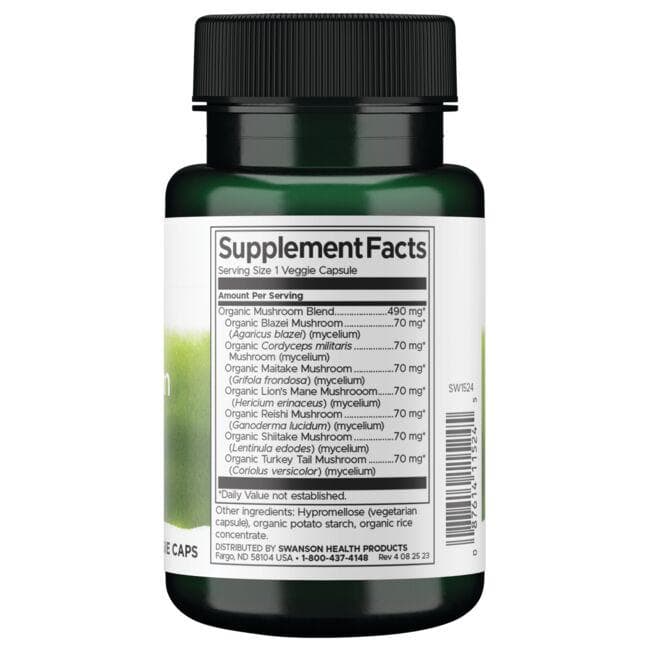Full Spectrum 7 Mushroom Complex - N60 - 7 grybų kompleksas - Swanson - Vaistine1.lt