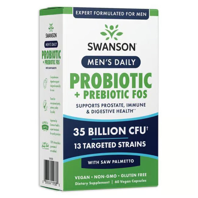Men's Daily Probiotic 35 Billion CFU, Prebiotic FOS - 60 VCAPS - Swanson | WestPharmacy.nl