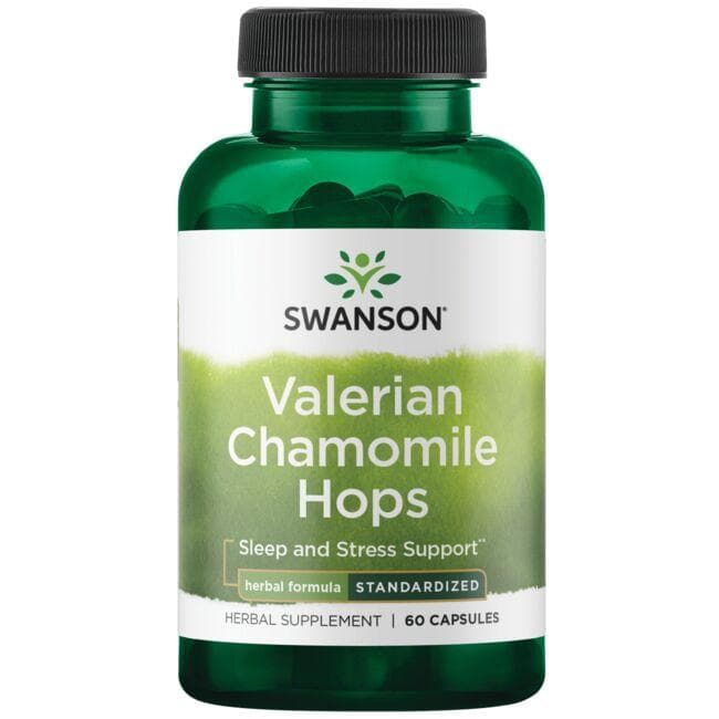 Valerian Chamomile Hops - N60 - Valerijonas, ramunėlės, apyniai - Swanson - Vaistine1.lt