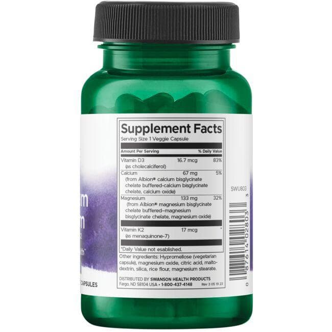 Albion Magnesium & Calcium - N90 - Magnis & Kalcis su Vitaminais D3 ir K2 - Swanson - Vaistine1.lt
