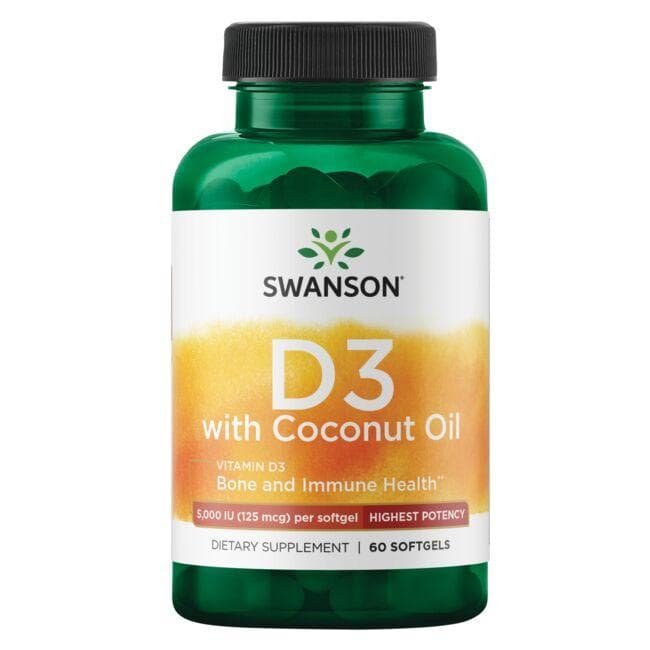 Vitamin D3 with Coconut Oil - 5000 IU 125mcg 60 SGELS - Swanson | WestPharmacy.nl